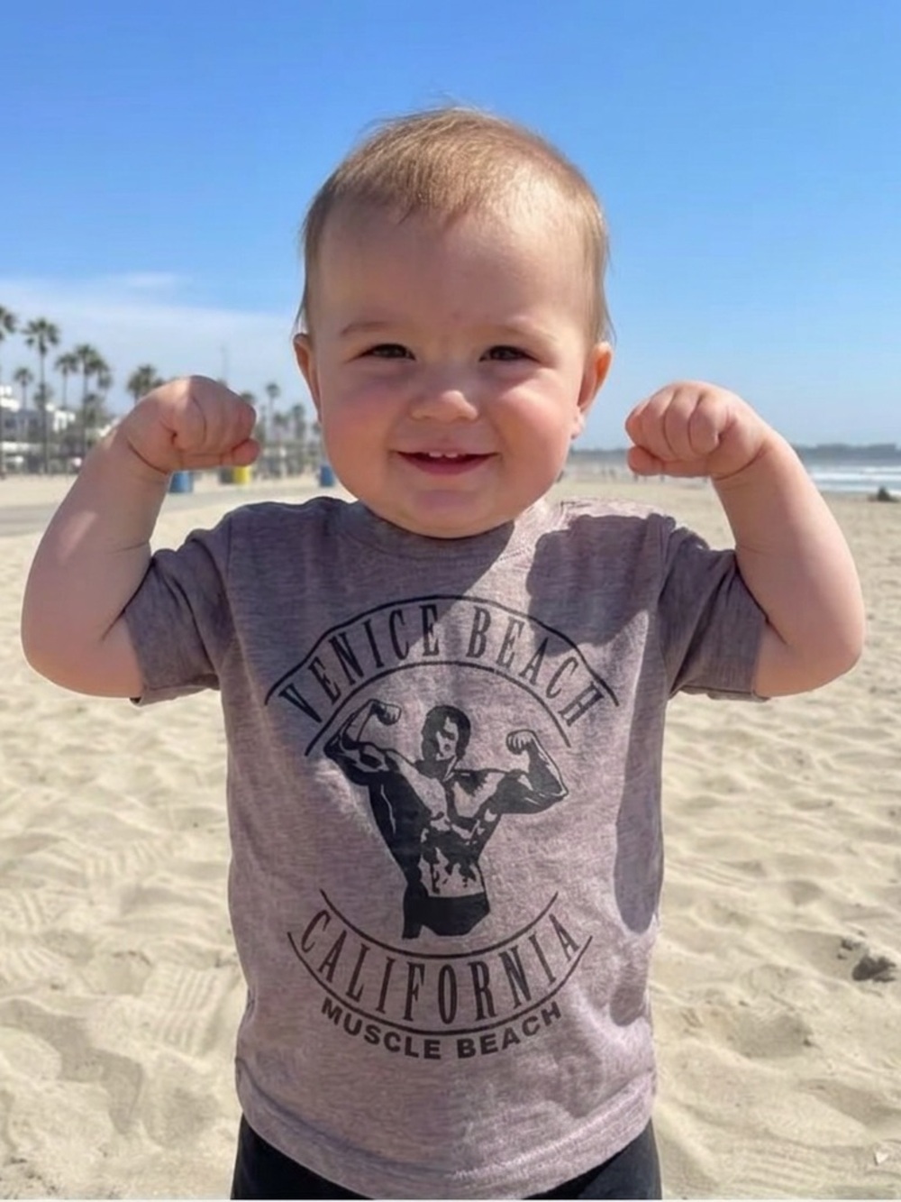12 month size Venice Beach, CA Heather gray T-shirt 85% cotton, 15% Viscose